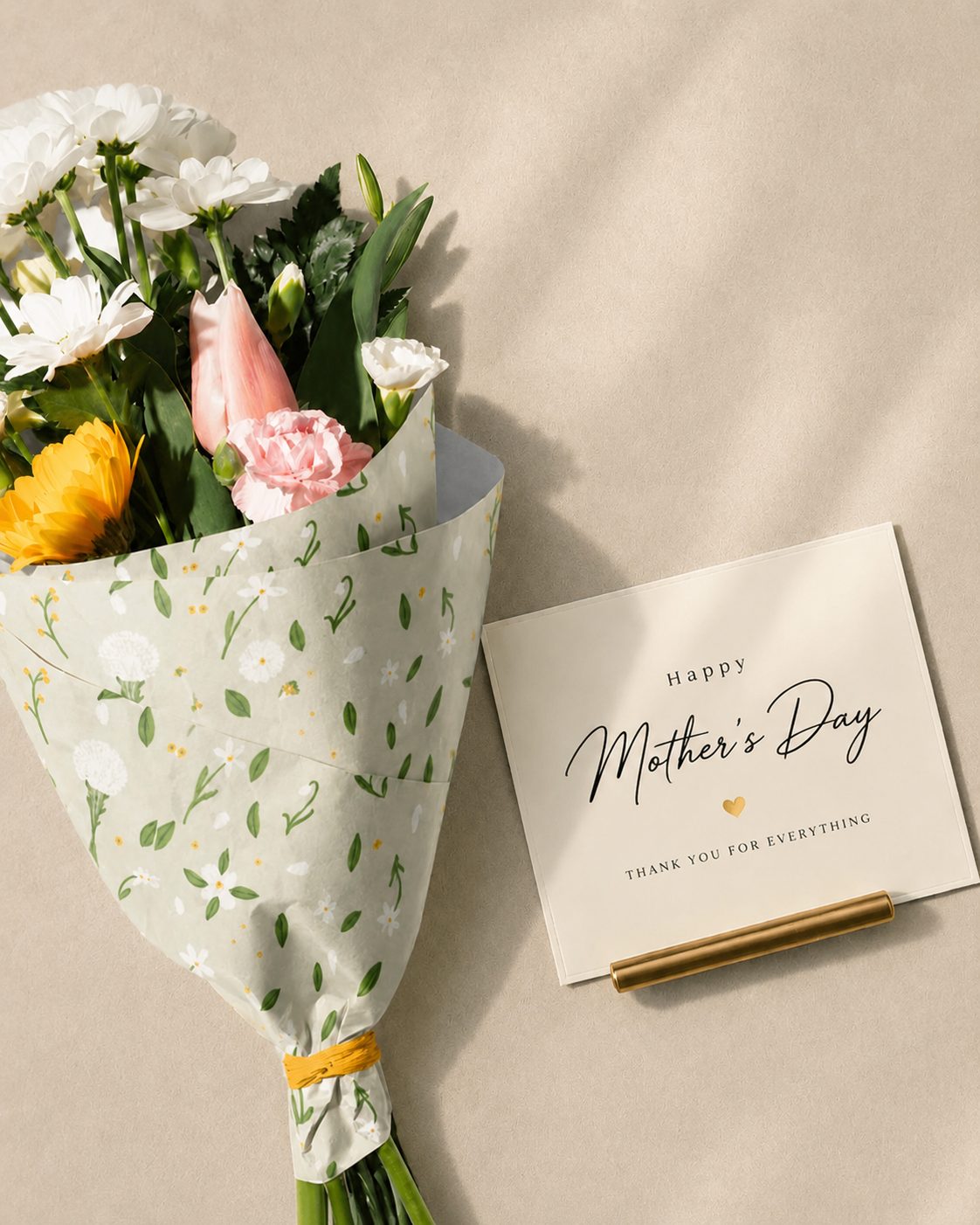 Mother's Day bouquet with note card delivered in Marrakech, Morocco